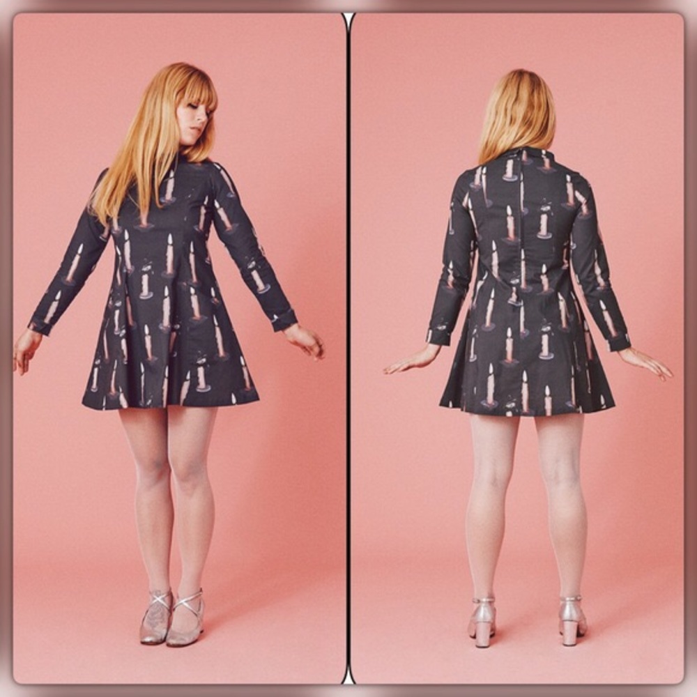 Samantha Pleet Candle Print Dress with Collar